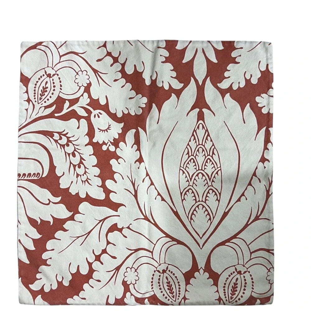 Pottery‎ Barn Euro Sham Pillow Cover Floral Botanical Rust Ivory
